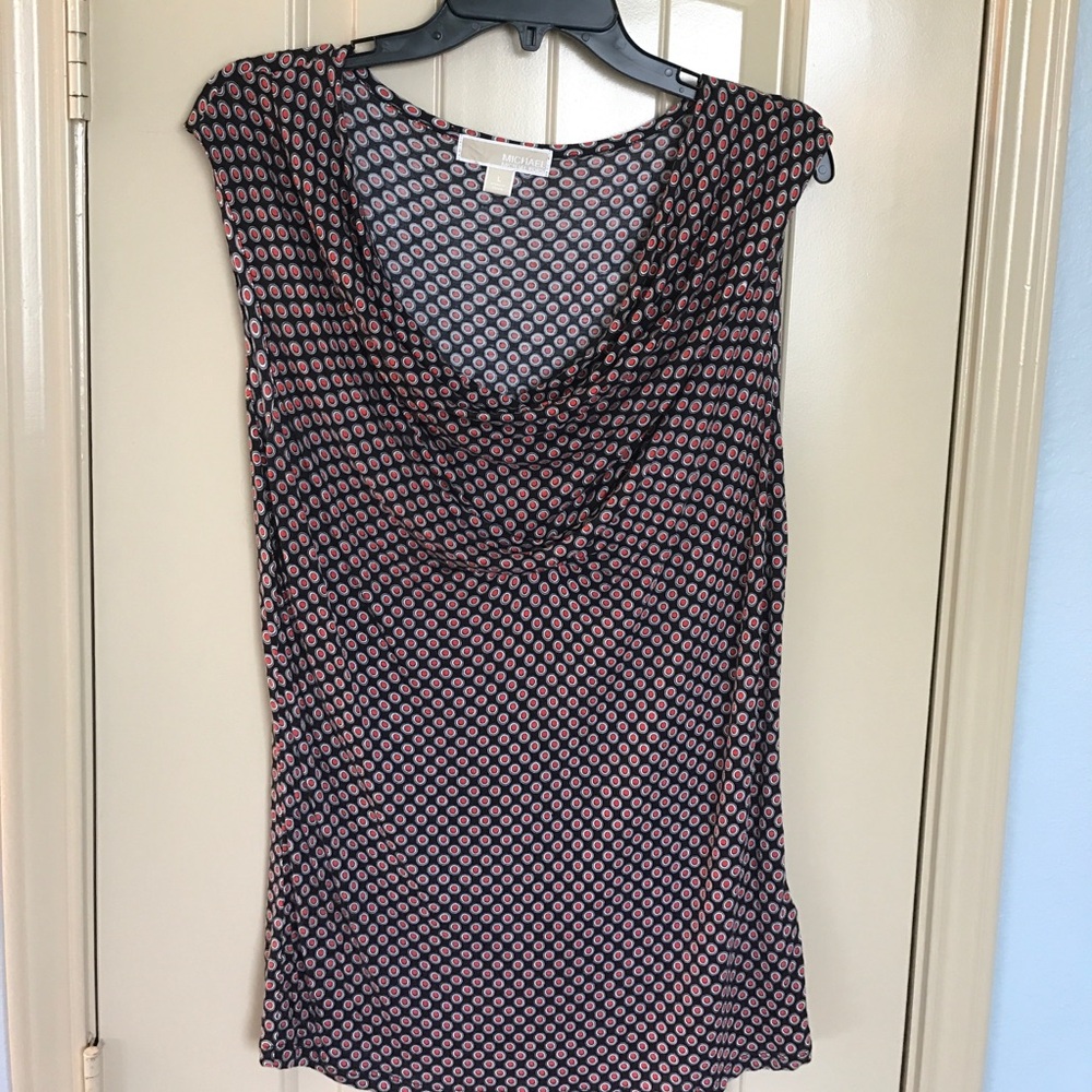 Michael Kors Black Blouse with Pink Dot Pattern